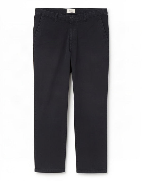 Calça chino masculina Marks & Spencer Regular Fit W40 L31 algodão azul marinho