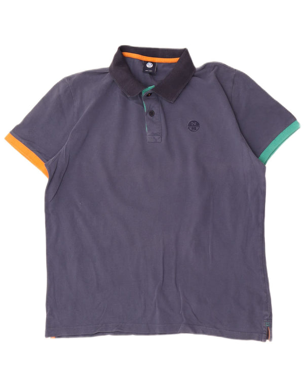 Camisa polo masculina North Sails médio azul marinho algodão colorblock