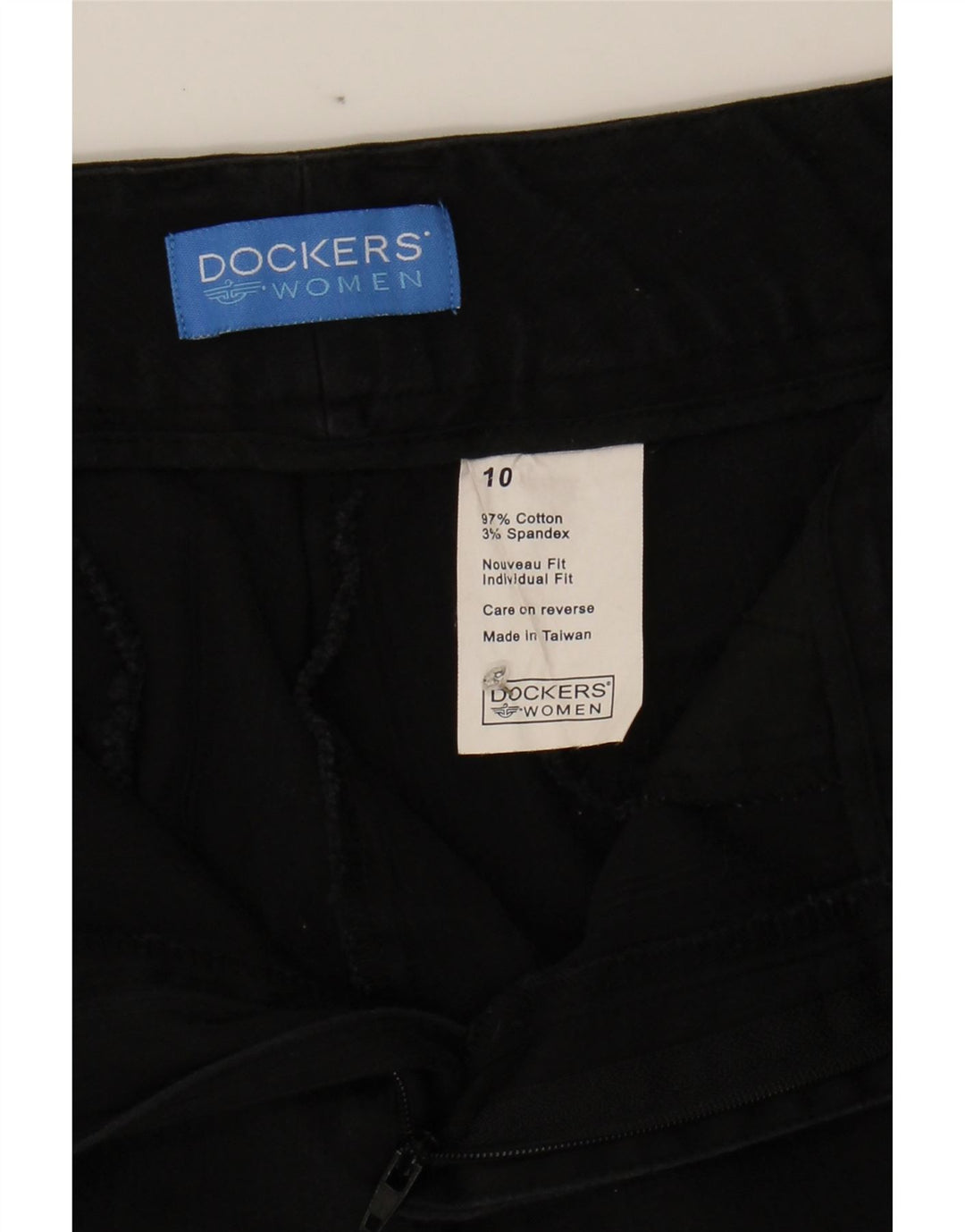 DOCKERS Womens Straight Cropped Trousers US 10 Large W32  Black Cotton Vintage Dockers and Second-Hand Dockers from Messina Hembry 