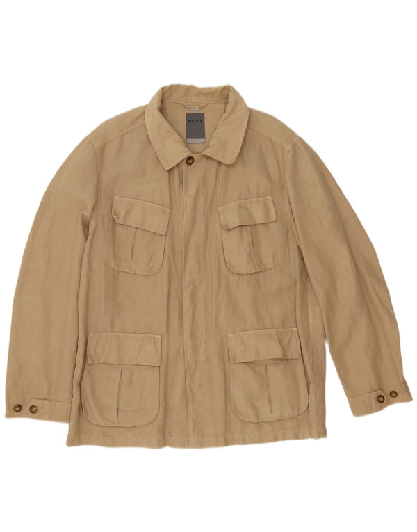 Jaqueta utilitária masculina Belfe UK 44 2XL algodão bege