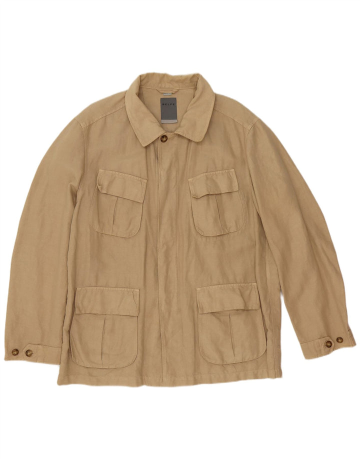 Jaqueta utilitária masculina Belfe UK 44 2XL algodão bege