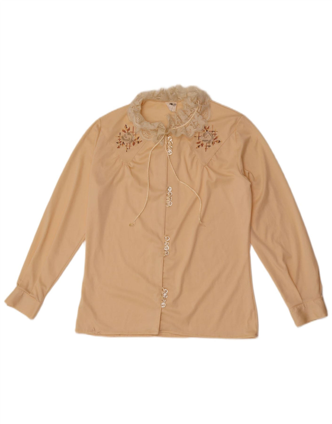 Blusa Camisa Feminina Vintage IT 46 Grande Bege Floral