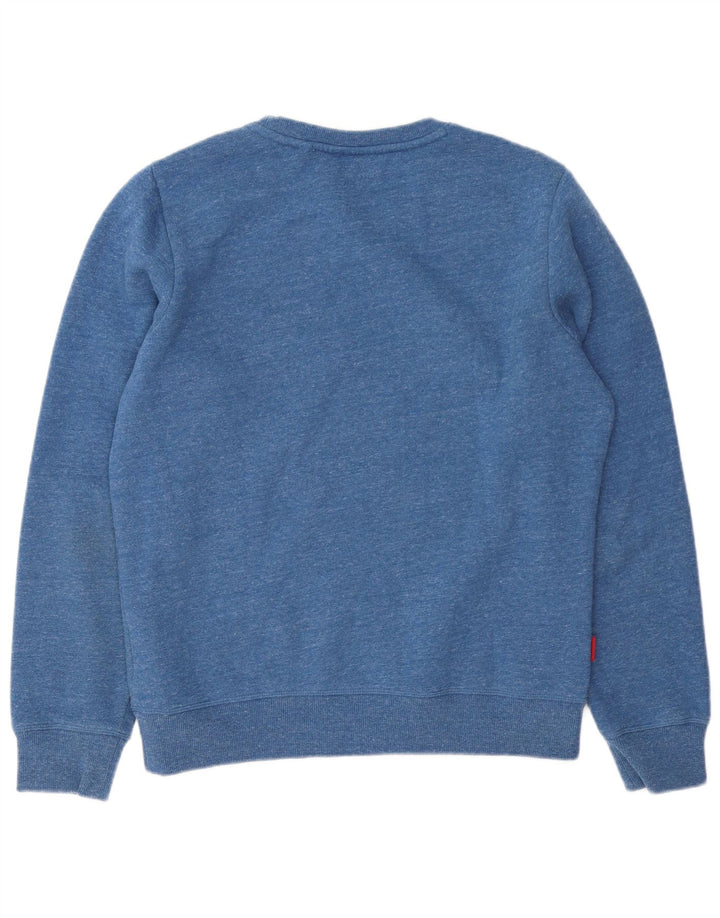 Superdry moletom masculino jumper grande algodão manchado azul