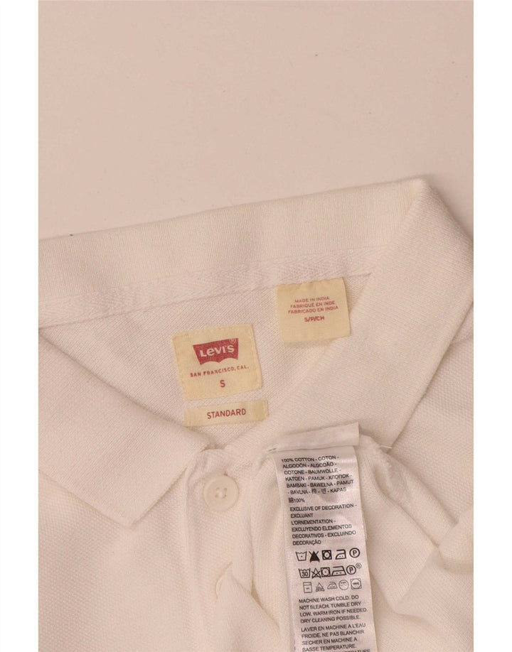 Camisa polo masculina padrão Levi's pequena de algodão branco