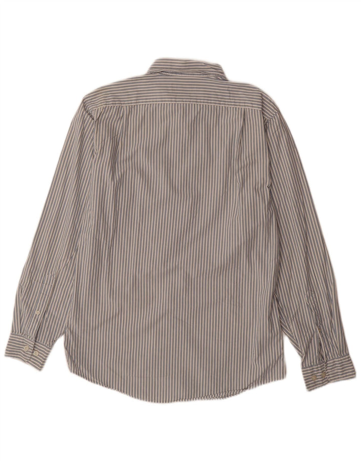 EDDIE BAUER Camisa masculina clássica de ajuste pequeno algodão listrado azul