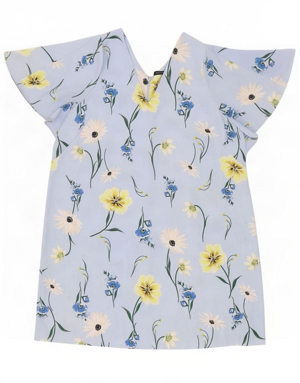 Vestido feminino Marks & Spencer UK 24 4XL azul floral poliéster