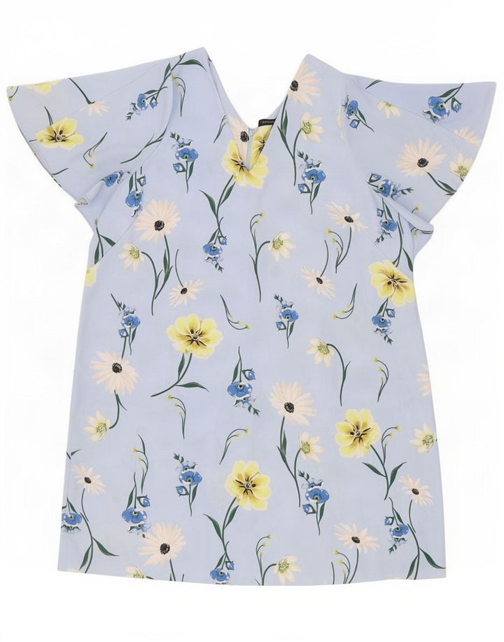 Vestido feminino Marks & Spencer UK 24 4XL azul floral poliéster