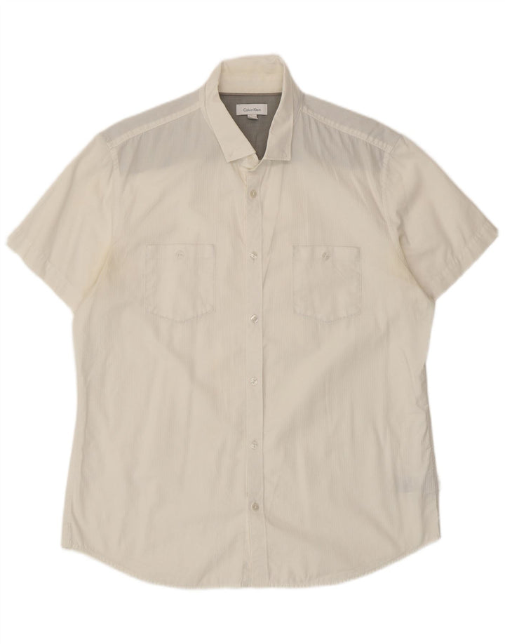 Camisa masculina de manga curta Calvin Klein grande algodão branco
