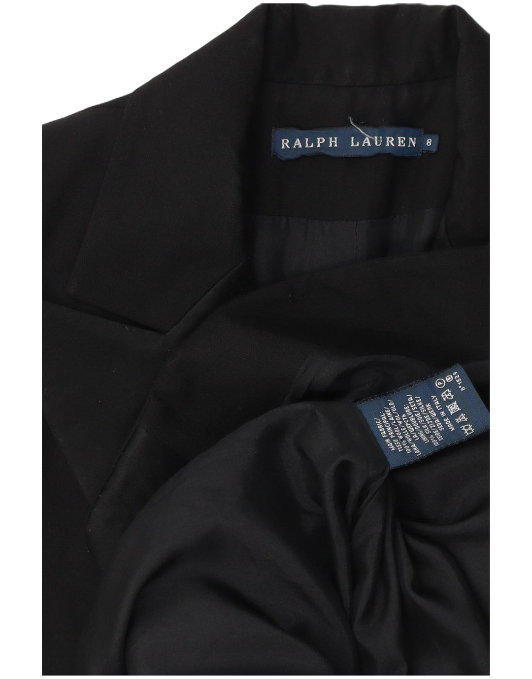 Jaqueta blazer feminina Ralph Lauren com 1 botão EUA 8 lã preta média