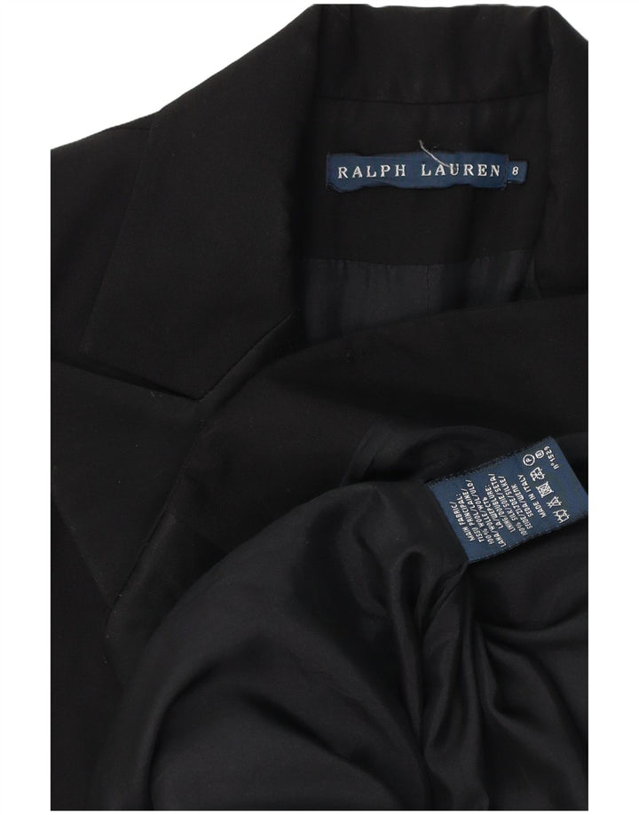 Jaqueta blazer feminina Ralph Lauren com 1 botão EUA 8 lã preta média