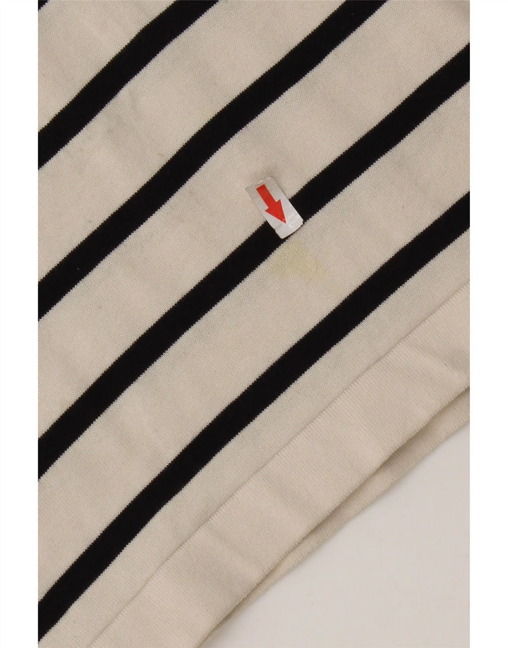 Camisa polo masculina Massimo Dutti de algodão listrado branco médio