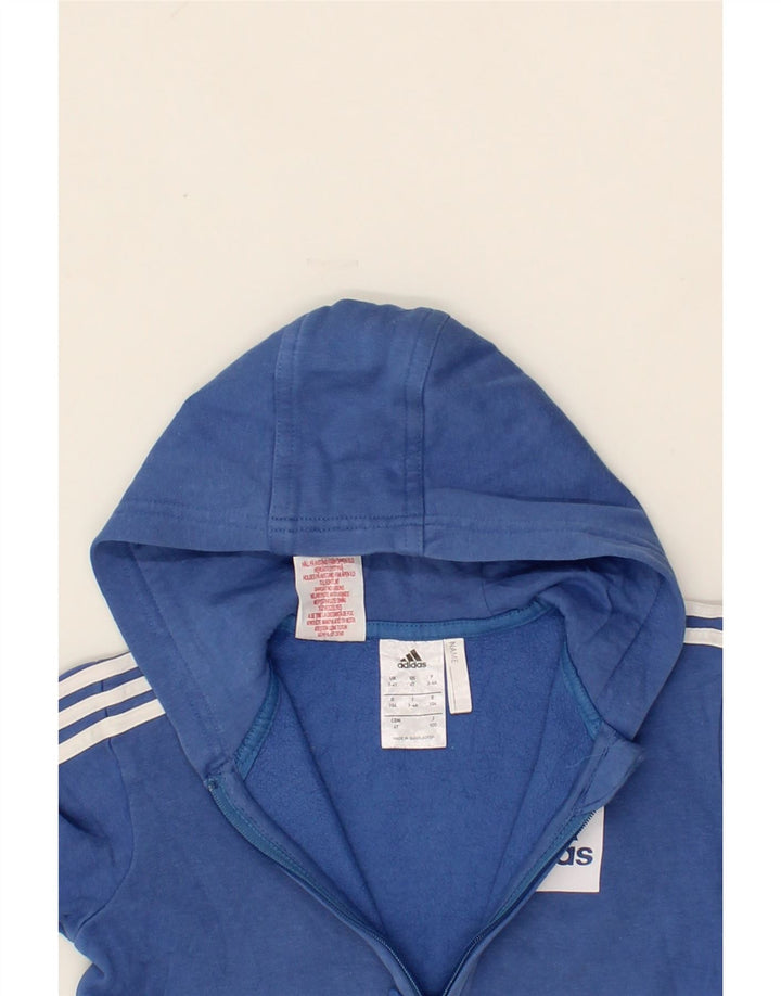 ADIDAS Girls Graphic Zip Hoodie Sweater 3-4 Years Blue Cotton Vintage Adidas and Second-Hand Adidas from Messina Hembry 