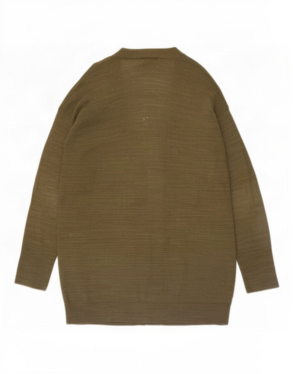 Suéter cardigã feminino aberto com palangre Massimo Dutti Reino Unido 14 médio cáqui