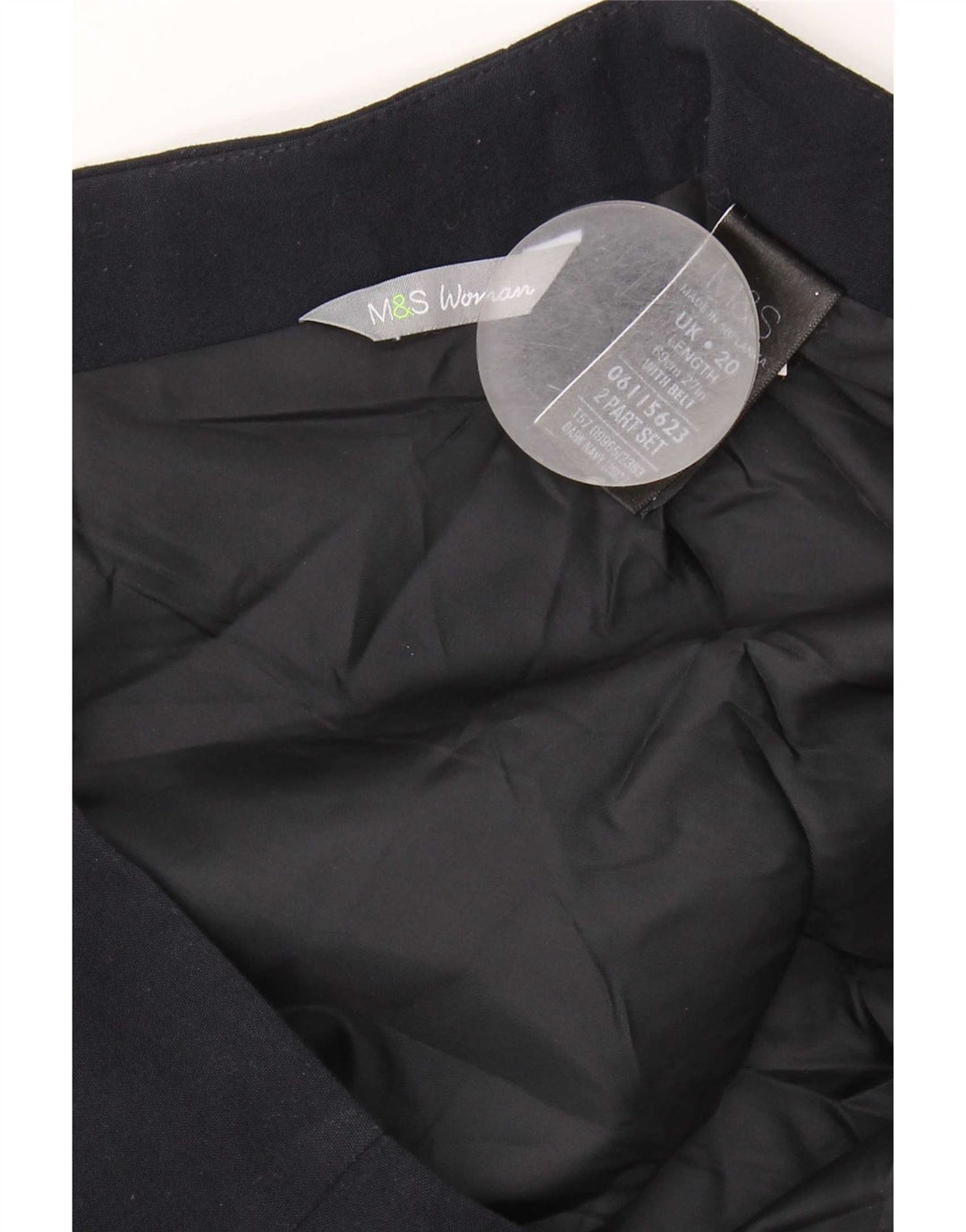 Saia lápis feminina Marks & Spencer UK 20 2XL W38 azul marinho poliéster