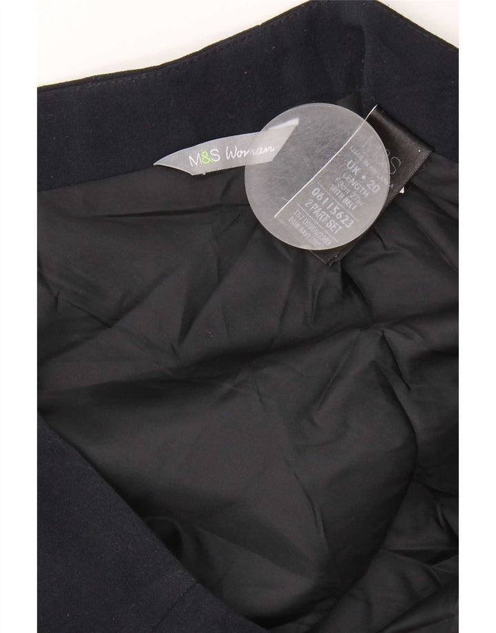 Saia lápis feminina Marks & Spencer UK 20 2XL W38 azul marinho poliéster