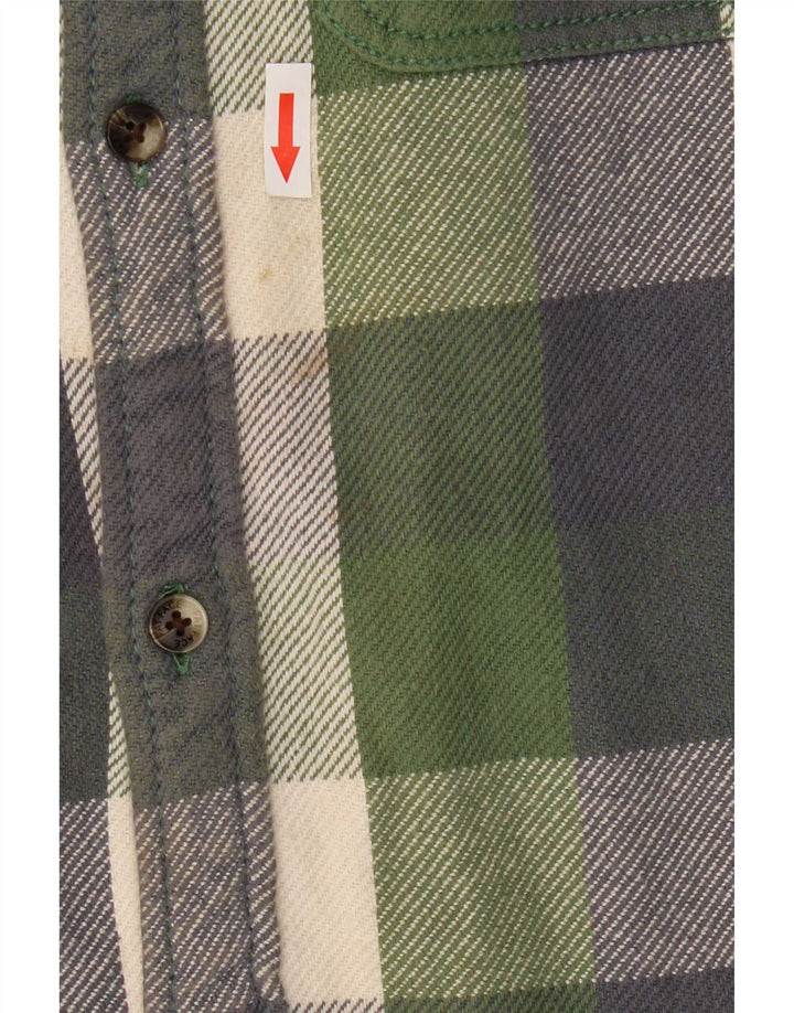 Camisa alta de flanela masculina Fat Face algodão xadrez verde médio