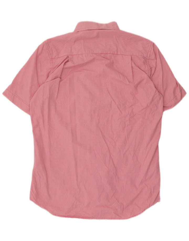 Camisa masculina Superdry de manga curta grande algodão xadrez rosa
