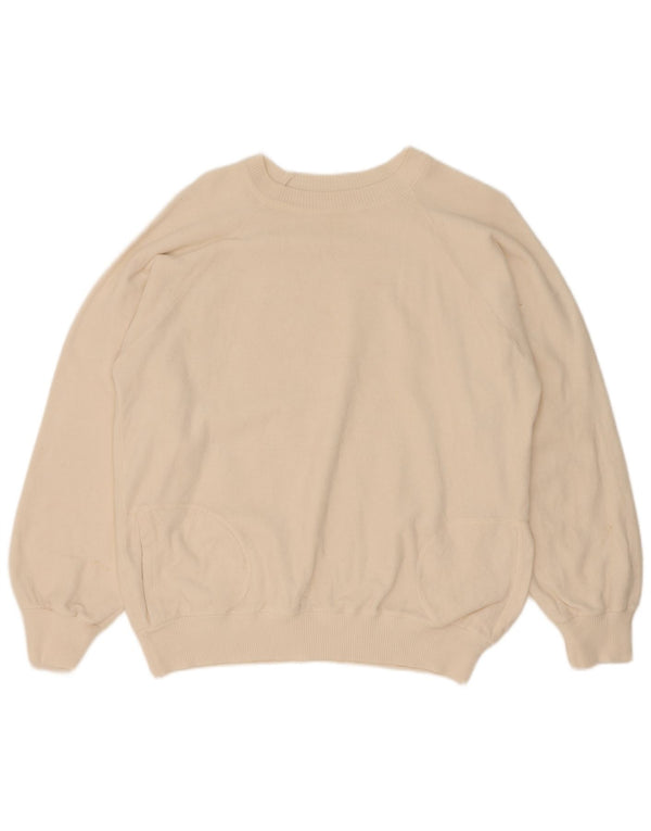 Suéter feminino vintage com gola canoa UK 18 XL algodão branco