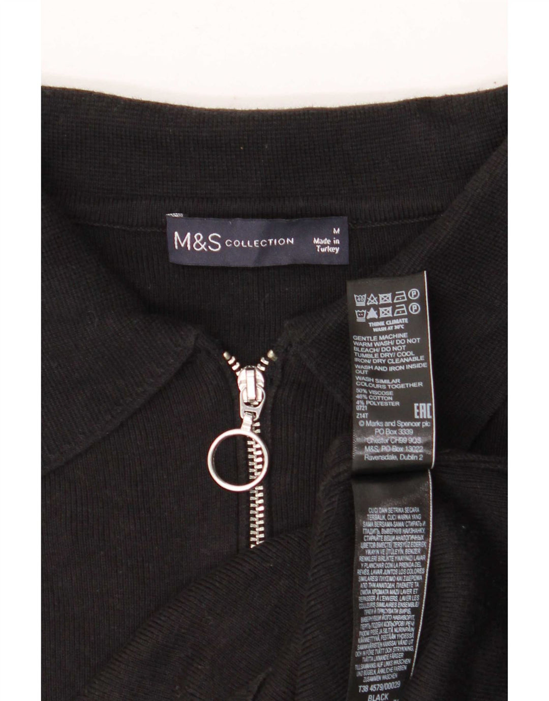 Camisa polo feminina Marks & Spencer UK 14 média preta viscose