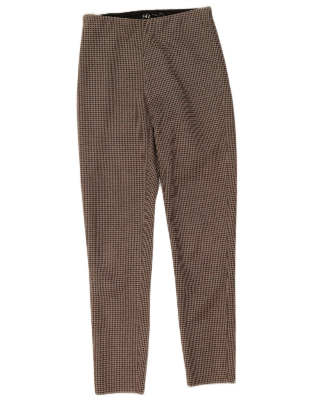 Zara Leggings Mulher UK 4 XS Cinza Houndstooth Poliéster