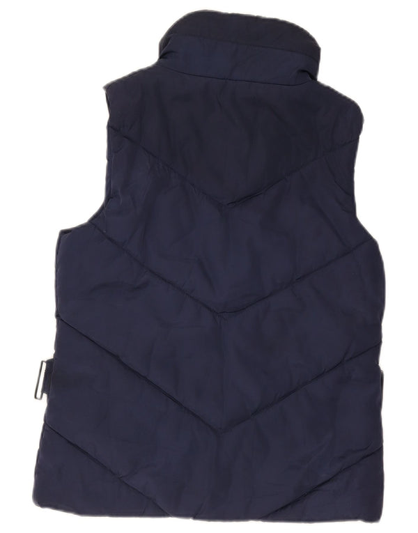 Colete acolchoado feminino Zara UK 12 poliéster azul marinho médio