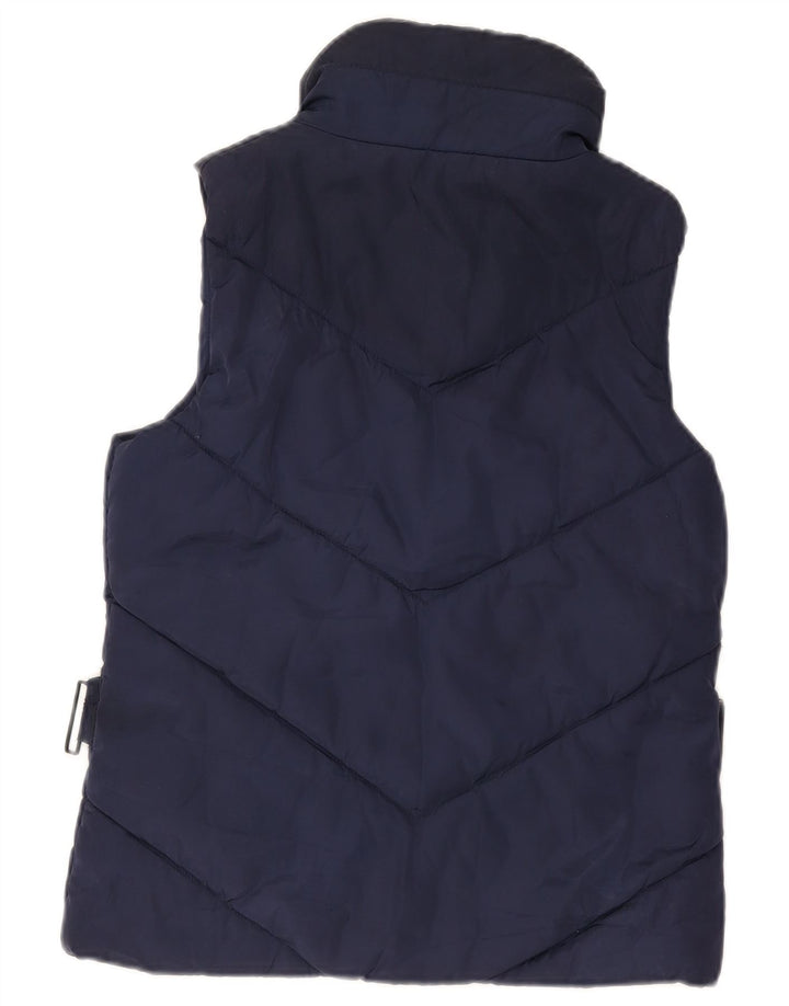 Colete acolchoado feminino Zara UK 12 poliéster azul marinho médio