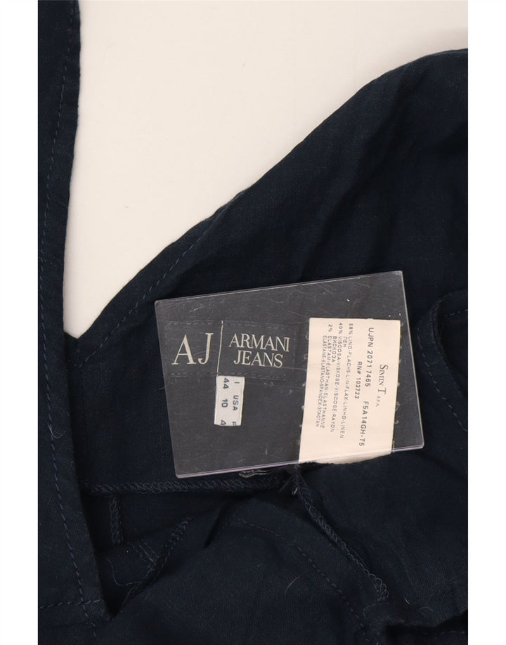 ARMANI JEANS Vestido feminino sem mangas com bainha IT 44 Linho azul marinho médio