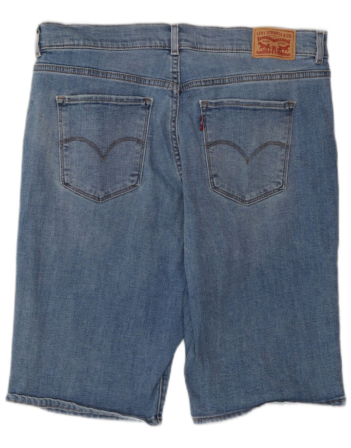 Bermuda jeans feminina Levi's desgastada W32 grande algodão azul