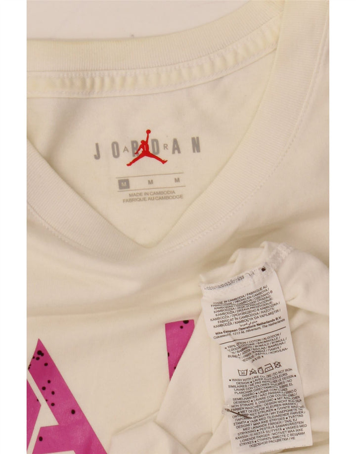 Camiseta Jordan masculina gráfica Top médio algodão branco