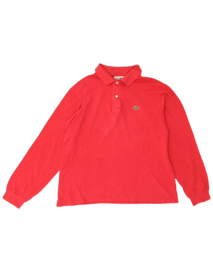 Camisa polo masculina de manga comprida Lacoste tamanho 4 médio algodão vermelho