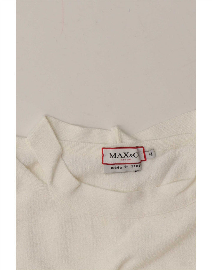 Suéter feminino Max & Co. com gola canoa Reino Unido 12 médio branco