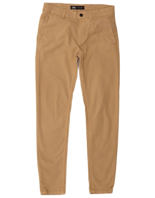 Zara Mens Slim Chino Calças EU 38 Pequeno W30 L30 Bege