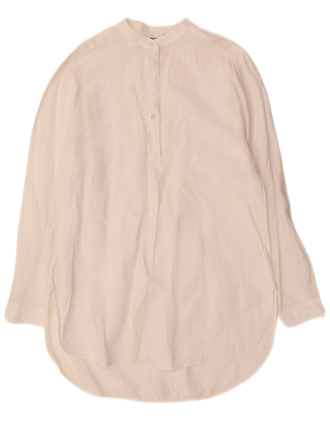 Camisa pulôver feminina Longline BENETTON Reino Unido 14 Médio Off White