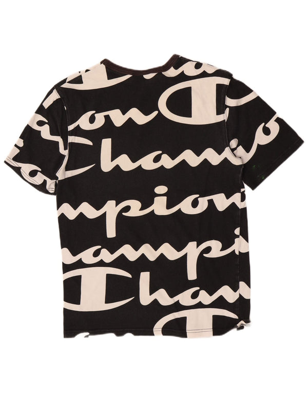 Camiseta gráfica masculina Champion pequena de algodão preto