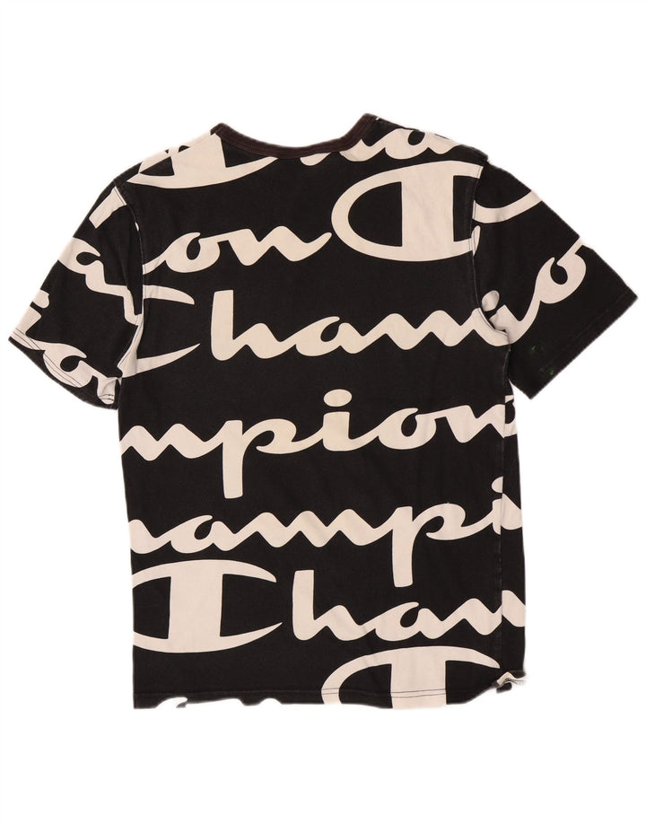 Camiseta gráfica masculina Champion pequena de algodão preto