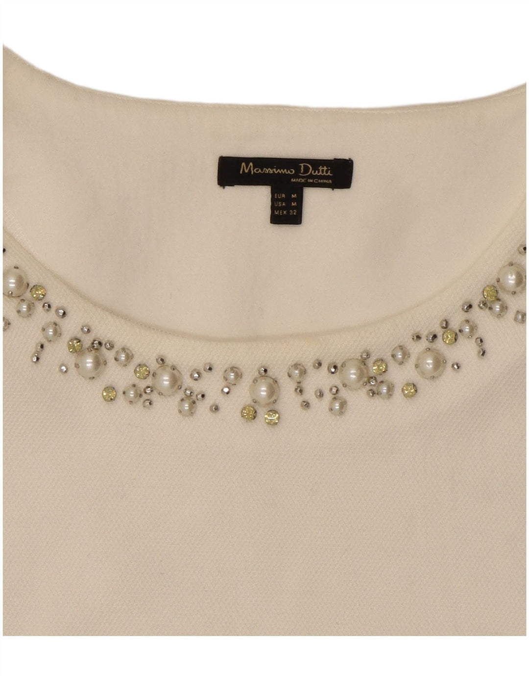 Top feminino Massimo Dutti manga 3/4 UK 14 médio branco