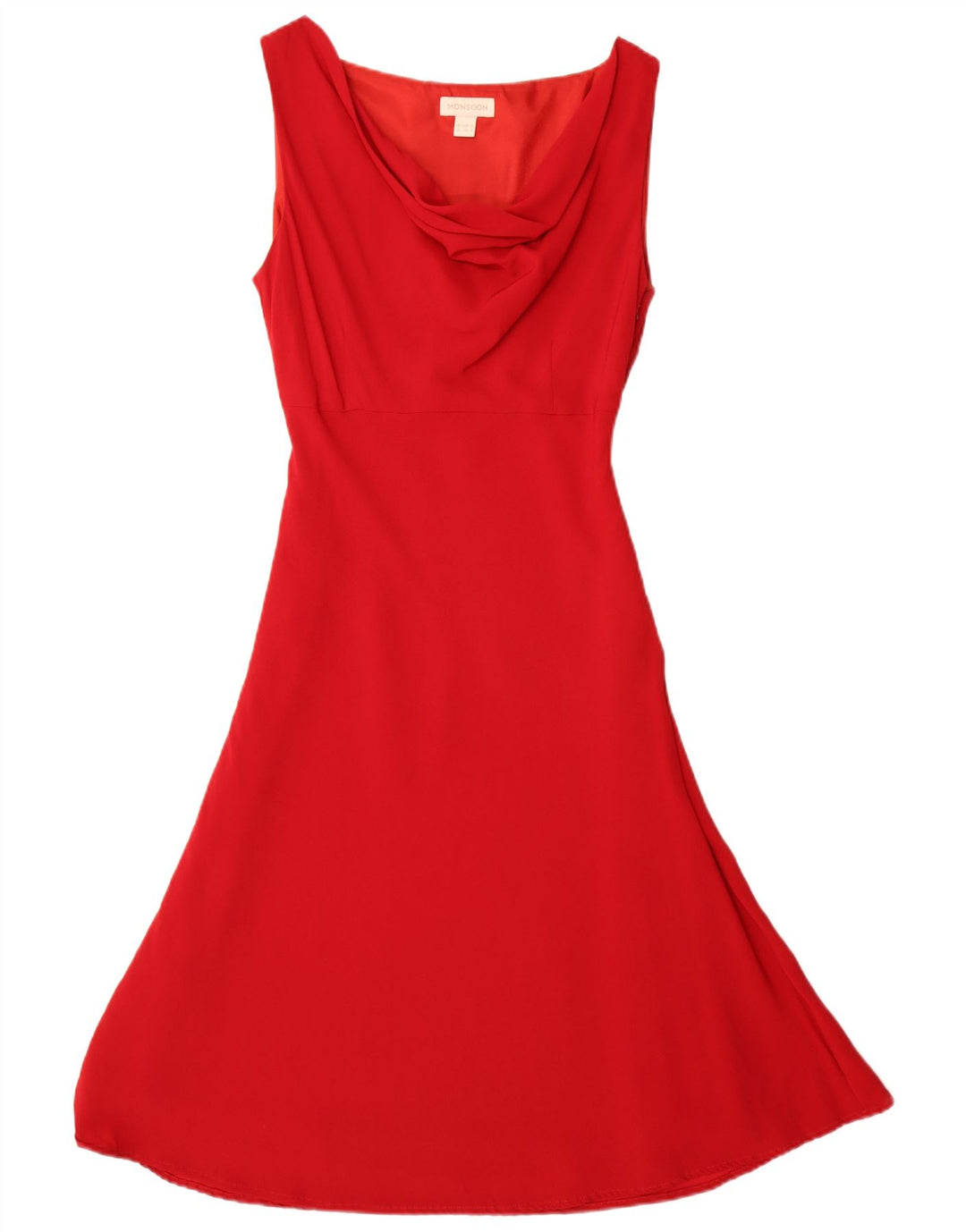 Vestido feminino monsoon sem mangas evasê UK 12 viscose vermelha média