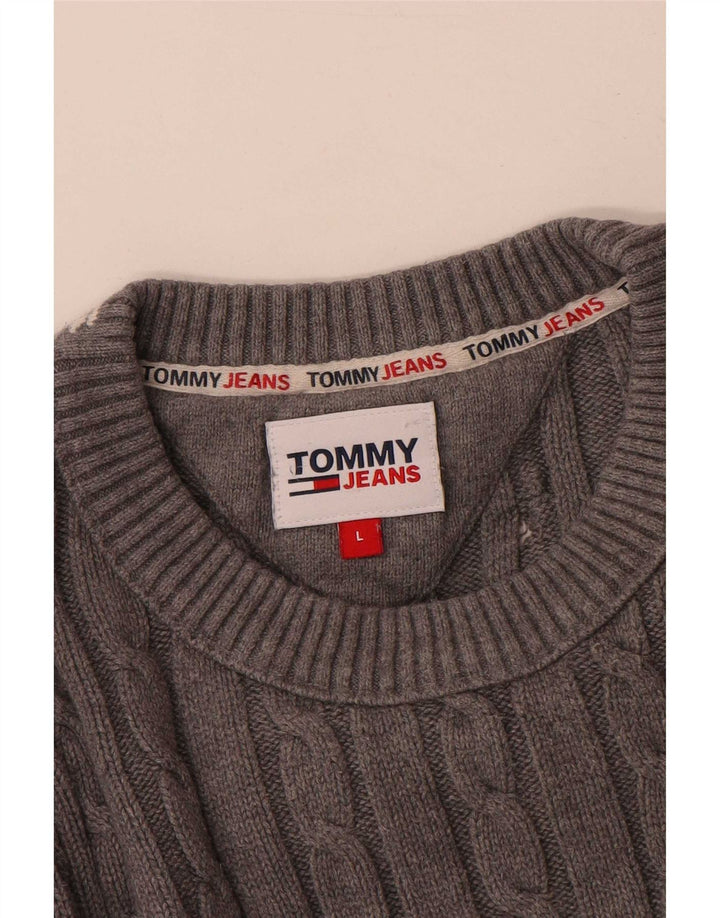 Suéter masculino Tommy Hilfiger com gola redonda, grande algodão cinza