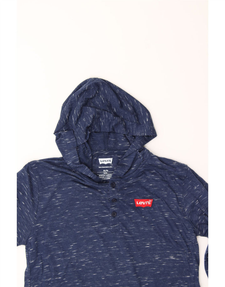 LEVI'S Boys Big & Tall Top Long Sleeve 14-15 Years XL Navy Blue Flecked Vintage Levi's and Second-Hand Levi's from Messina Hembry 