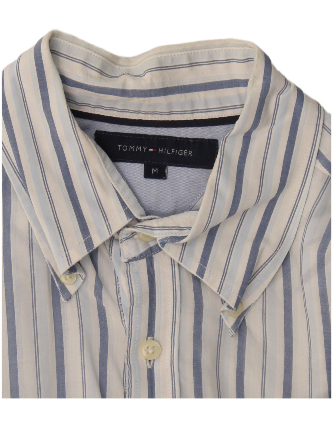 Camisa masculina de manga curta Tommy Hilfiger listrada azul médio