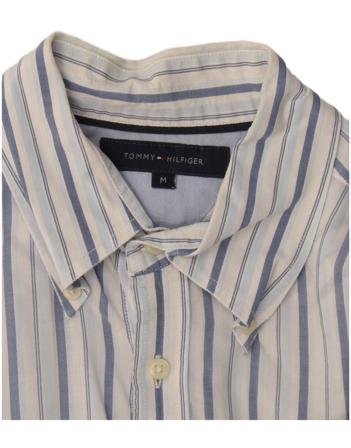Camisa masculina de manga curta Tommy Hilfiger listrada azul médio
