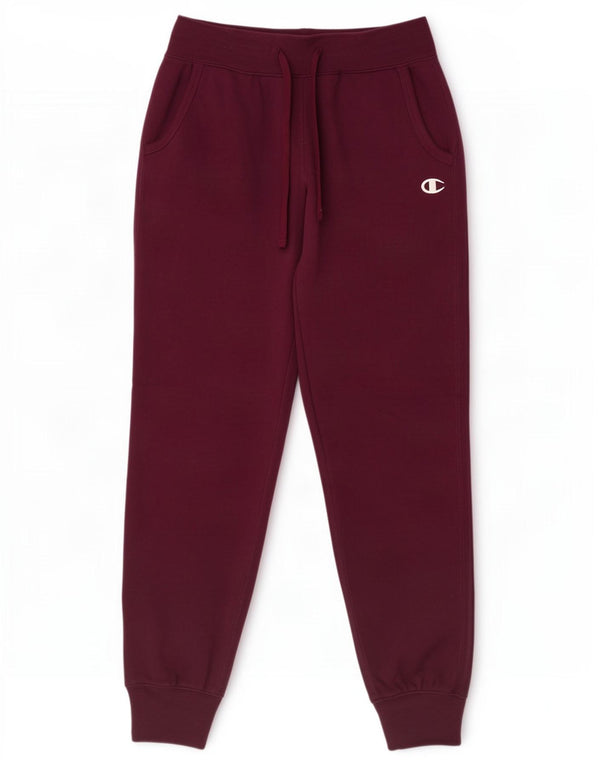 Calça de treino feminina Champion Joggers UK 10 pequeno algodão Borgonha