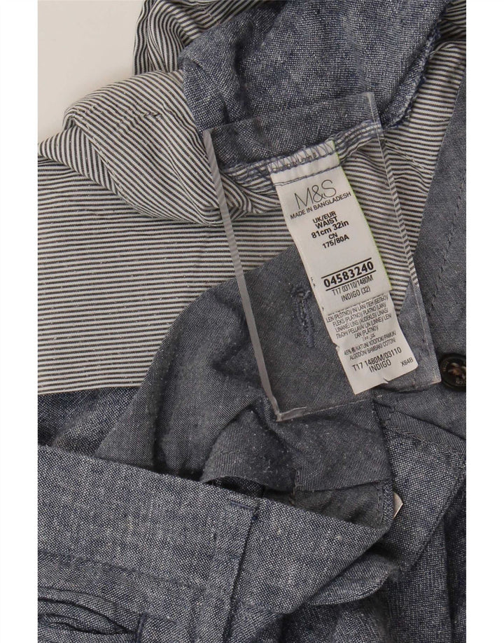 Shorts chino masculino Marks & Spencer W32 linho azul médio