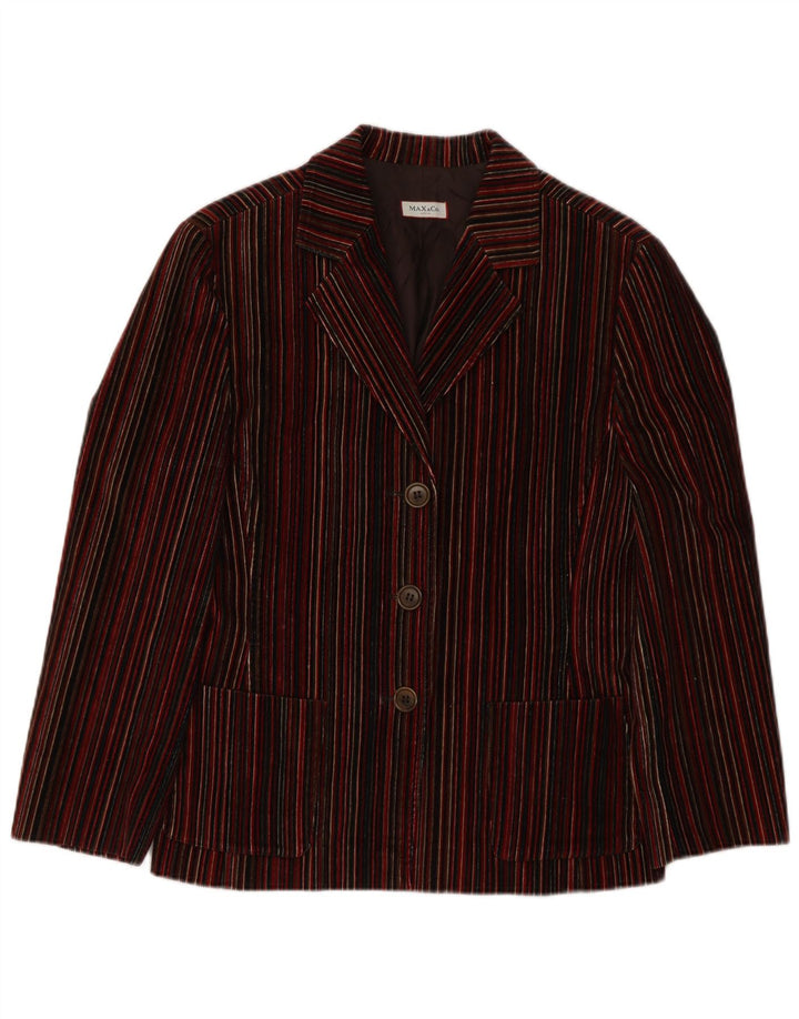 Jaqueta blazer feminina de 3 botões Max & Co. Reino Unido 10 pequena listrada cor de vinho