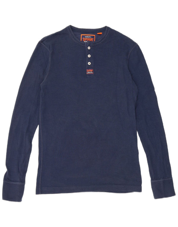 Top masculino Superdry manga comprida pequeno algodão azul marinho