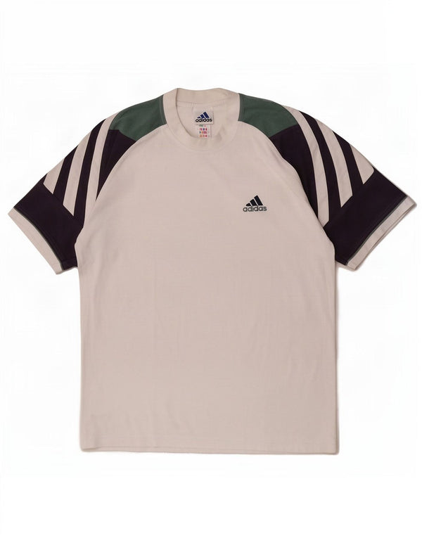 Camiseta masculina Adidas Top UK 38/40 médio branco colorblock algodão