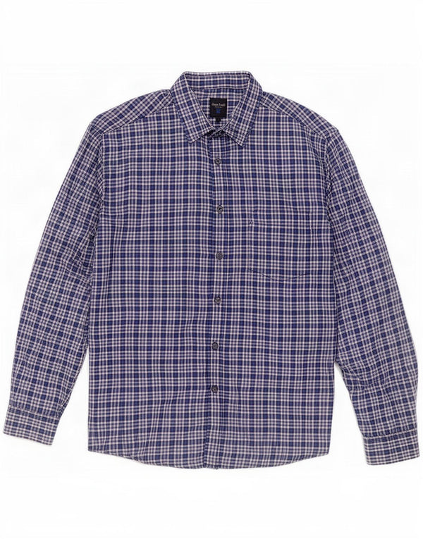 Camisa masculina de flanela James Pringle grande poliéster xadrez azul marinho