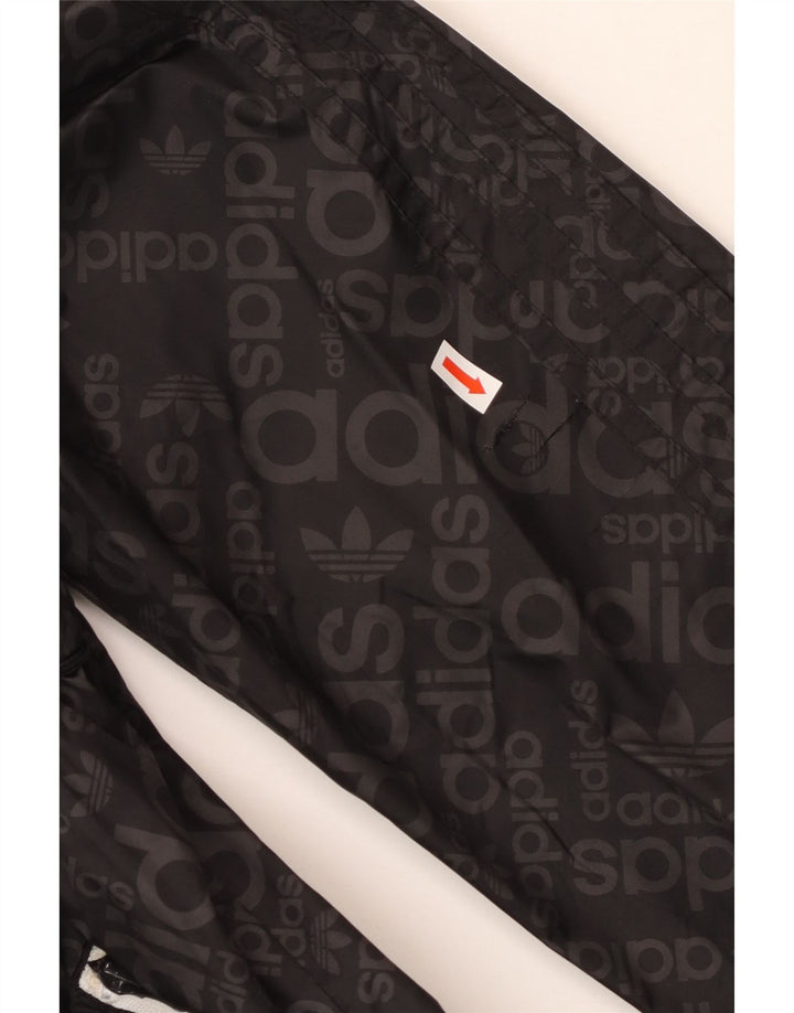 ADIDAS Mens Graphic Hooded Rain Jacket UK 38 Médio Preto Poliamida