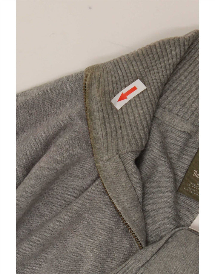 Suéter masculino Timberland regular fit com zíper e gola grande de algodão cinza