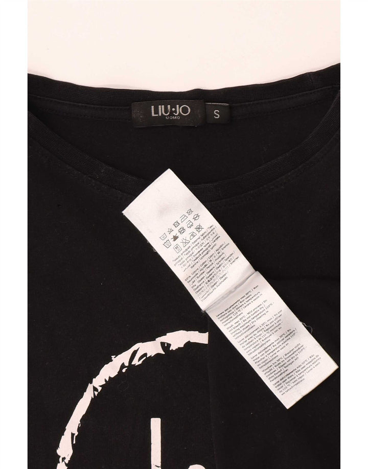 Camiseta masculina Liu Jo com estampa gráfica pequena de algodão preto